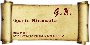Gyuris Mirandola névjegykártya